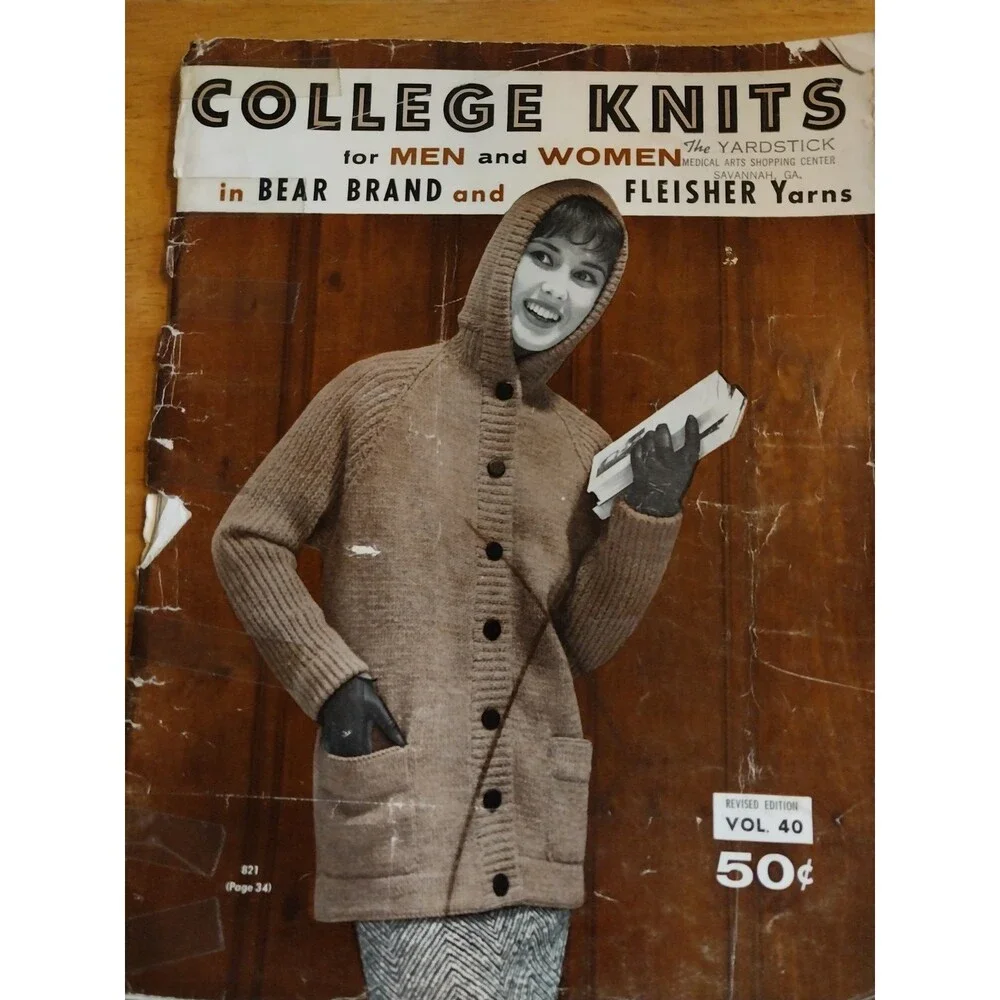 College Knits for MEN and WOMEN Bear Fleisher Yarns Magazine 1958
